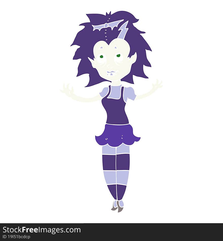 flat color illustration of a cartoon vampire girl