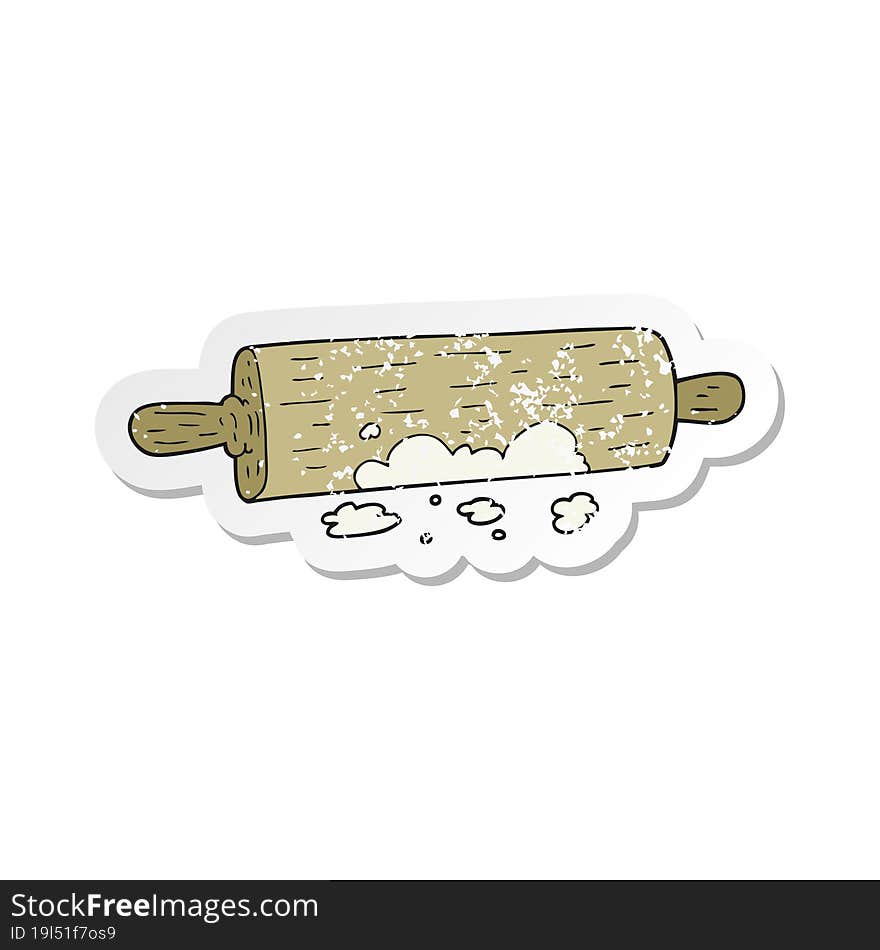 retro distressed sticker of a cartoon rolling pin