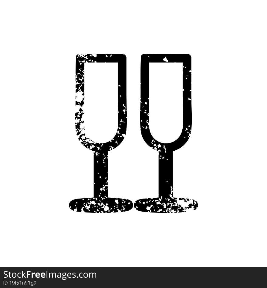 champagne glasses distressed icon