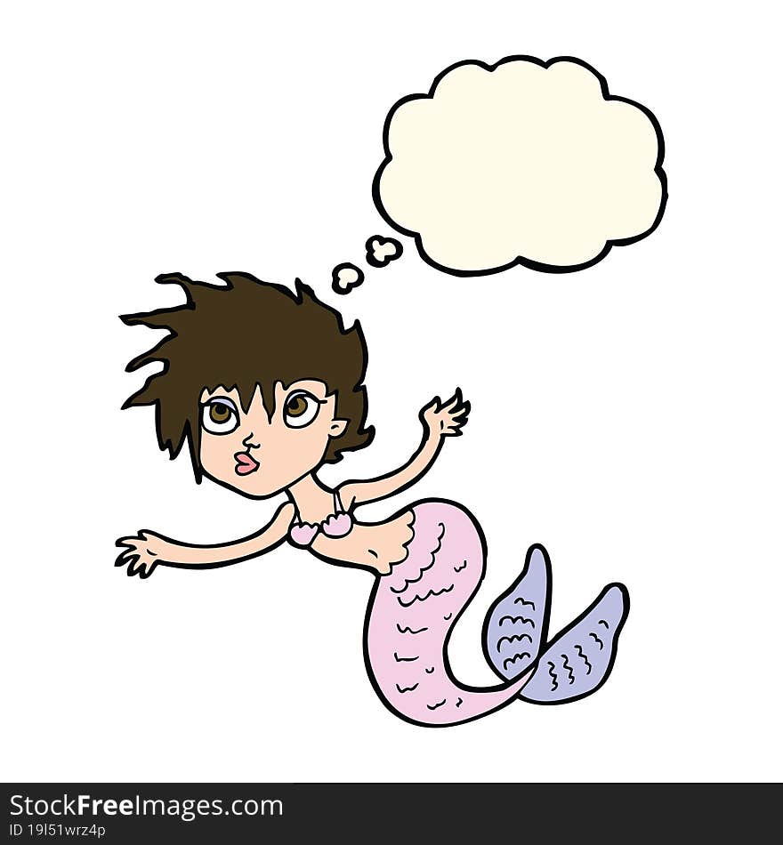 Cartoon Mermaid With Thought Bubble