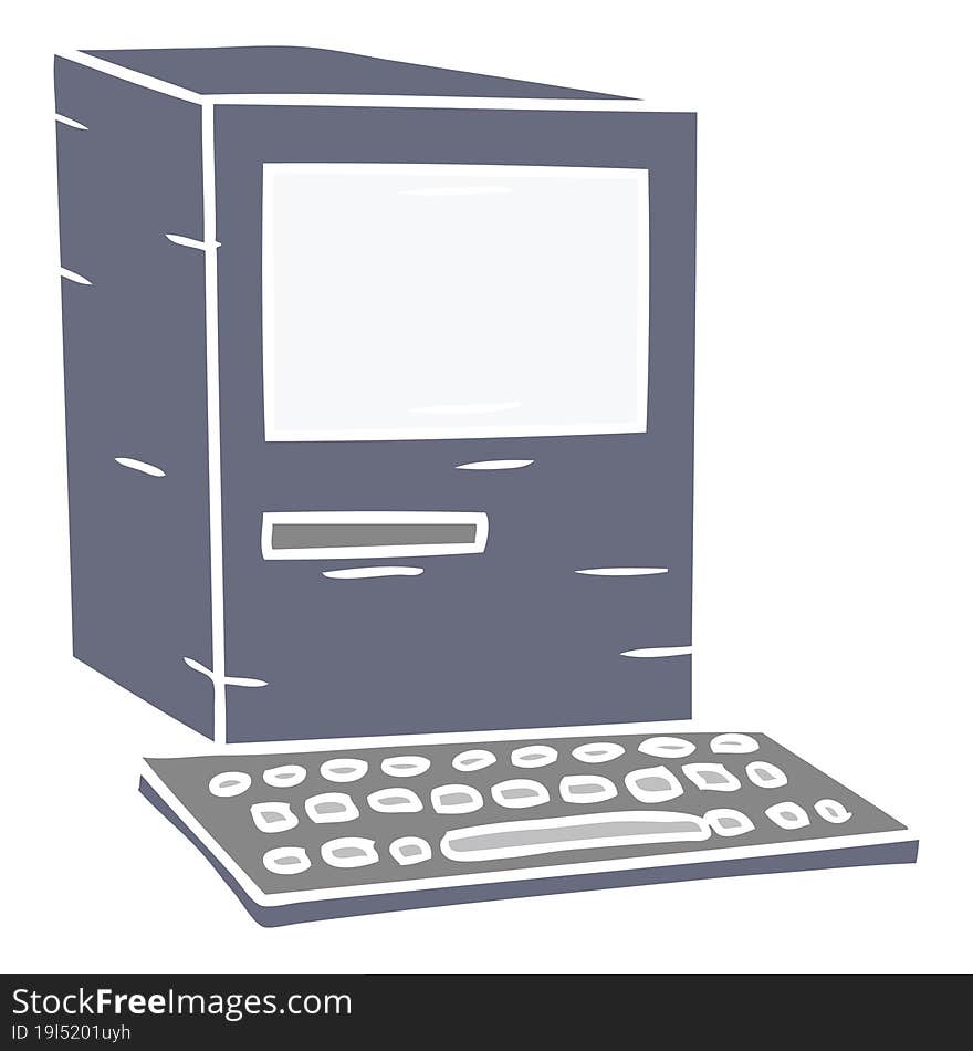 Cartoon Doodle Of A Computer And Keyboard