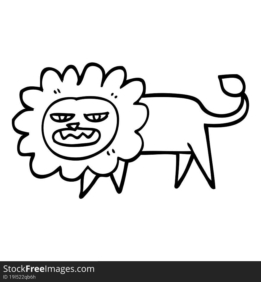 Black And White Cartoon Angry Lion