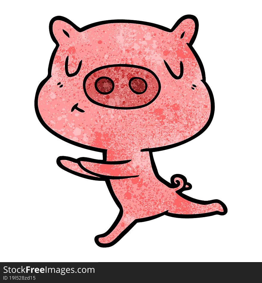 cartoon content pig running. cartoon content pig running