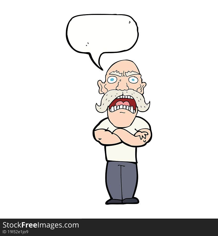 cartoon angry man with speech bubble