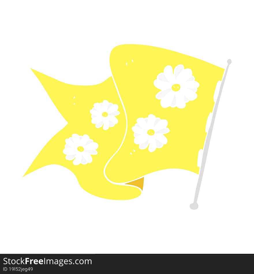 Flat Color Illustration Of A Cartoon Flower Flag