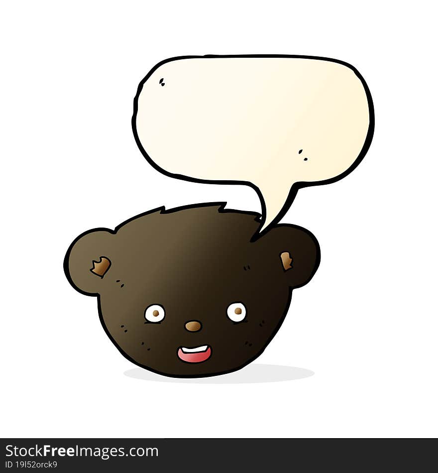 cartoon black bear face with speech bubble