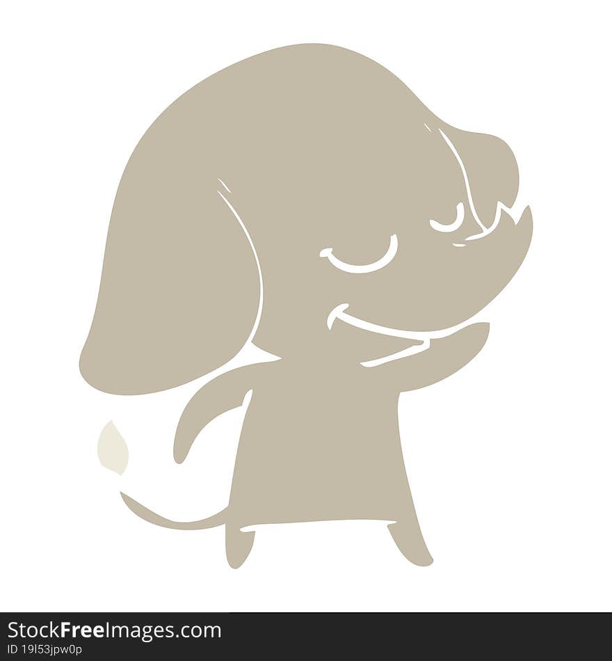 flat color style cartoon smiling elephant