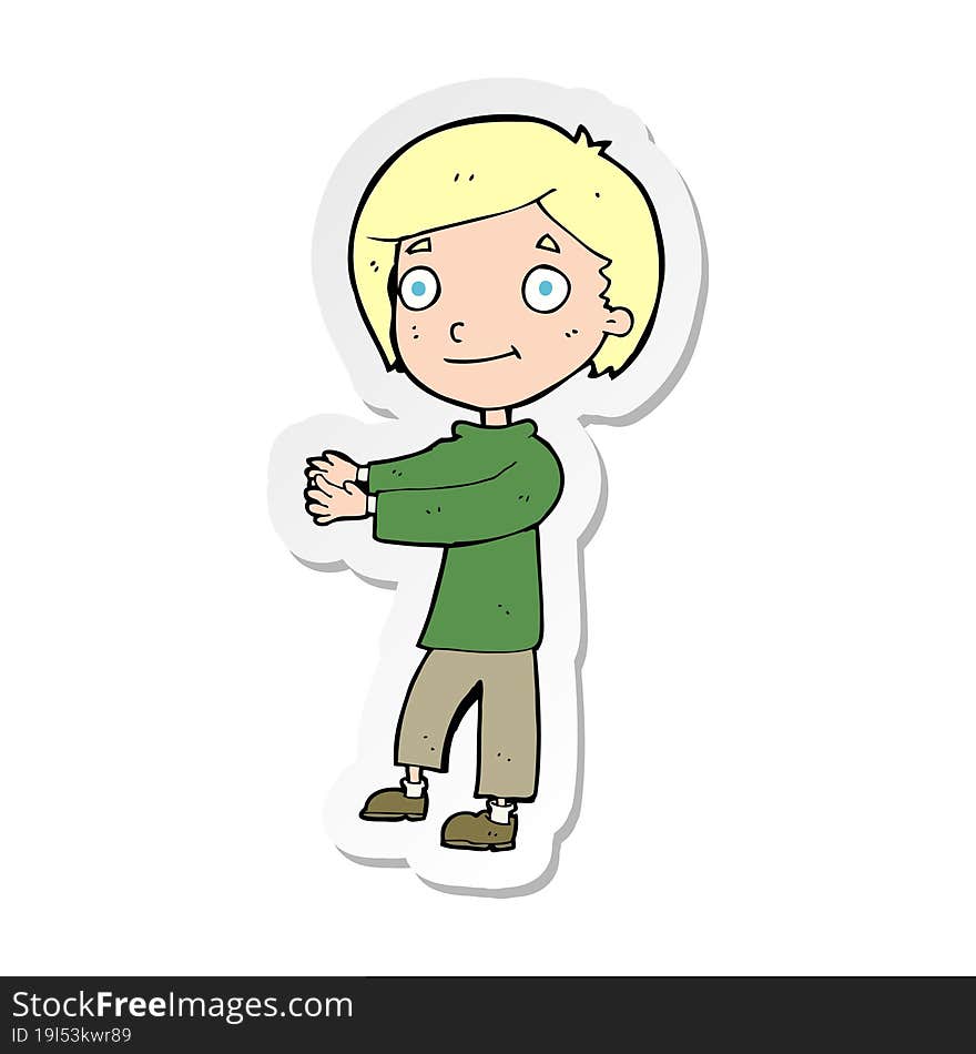 Sticker Of A Cartoon Happy Boy