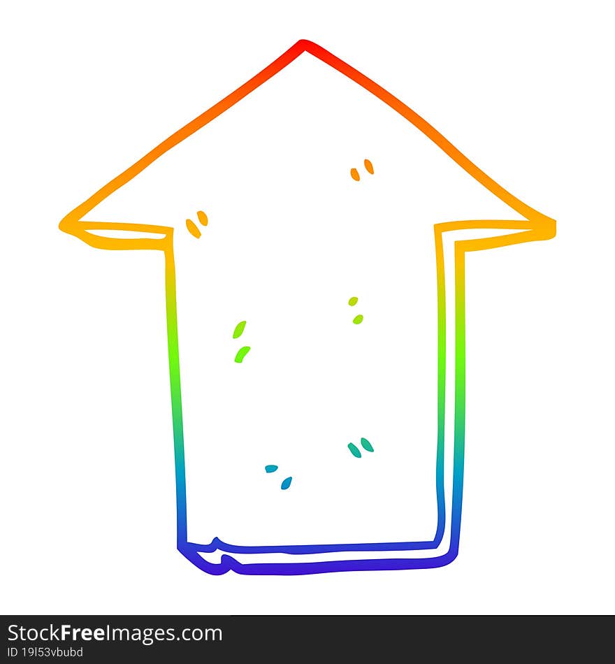 rainbow gradient line drawing cartoon pointing arrow