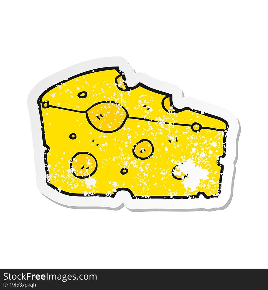 retro distressed sticker of a cartoon cheese