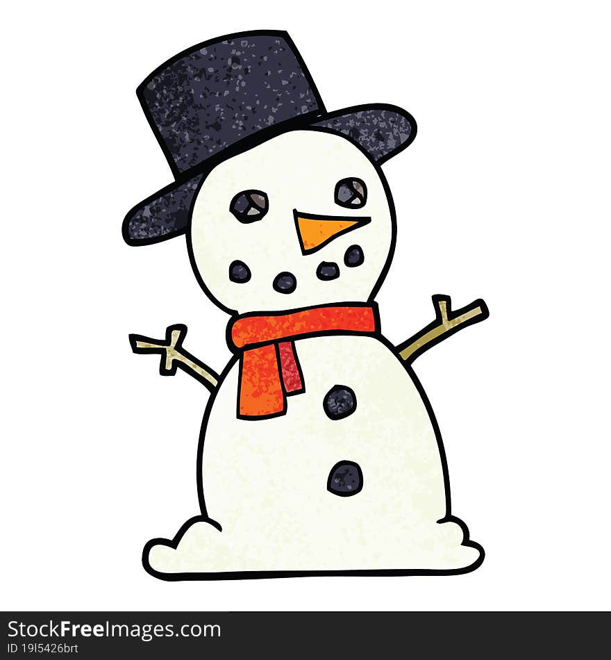 cartoon doodle traditional snowman