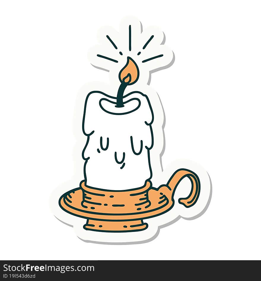 sticker of tattoo style spooky melting candle