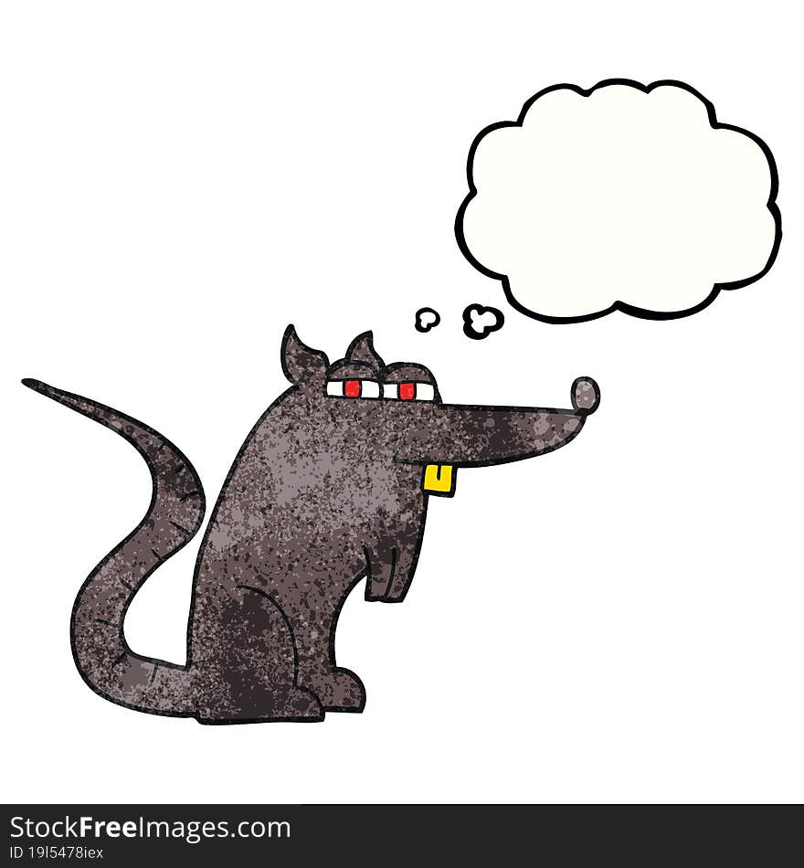 freehand drawn thought bubble textured cartoon evil rat