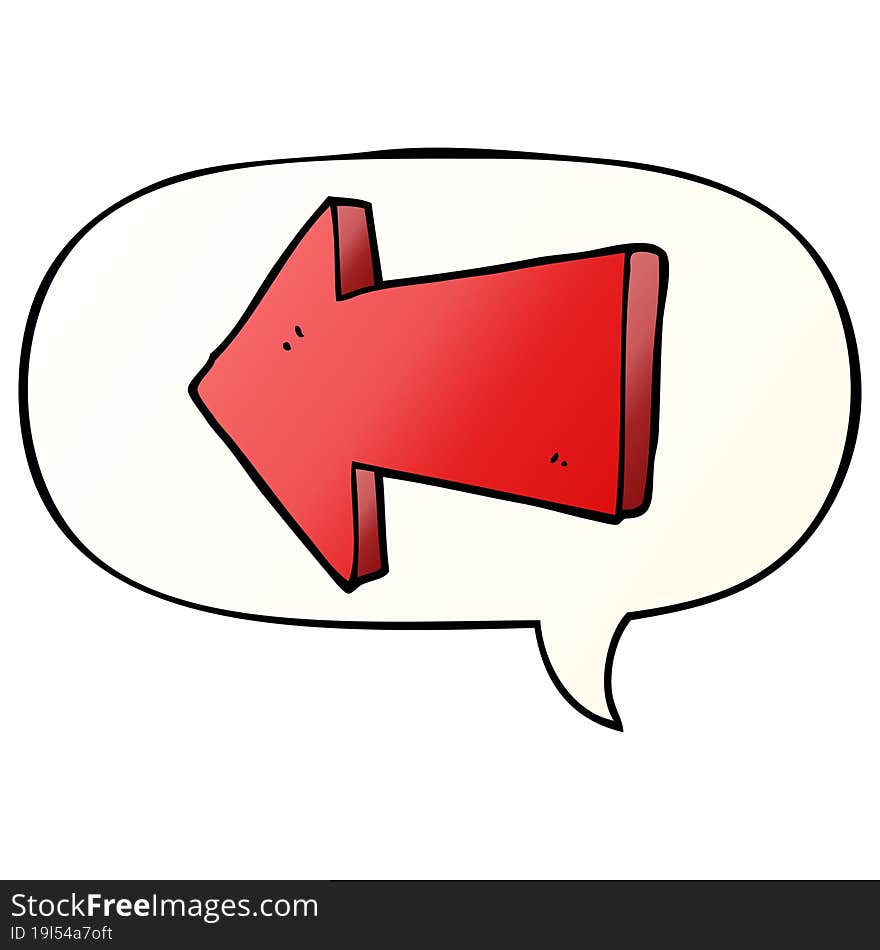 Cartoon Pointing Arrow And Speech Bubble In Smooth Gradient Style