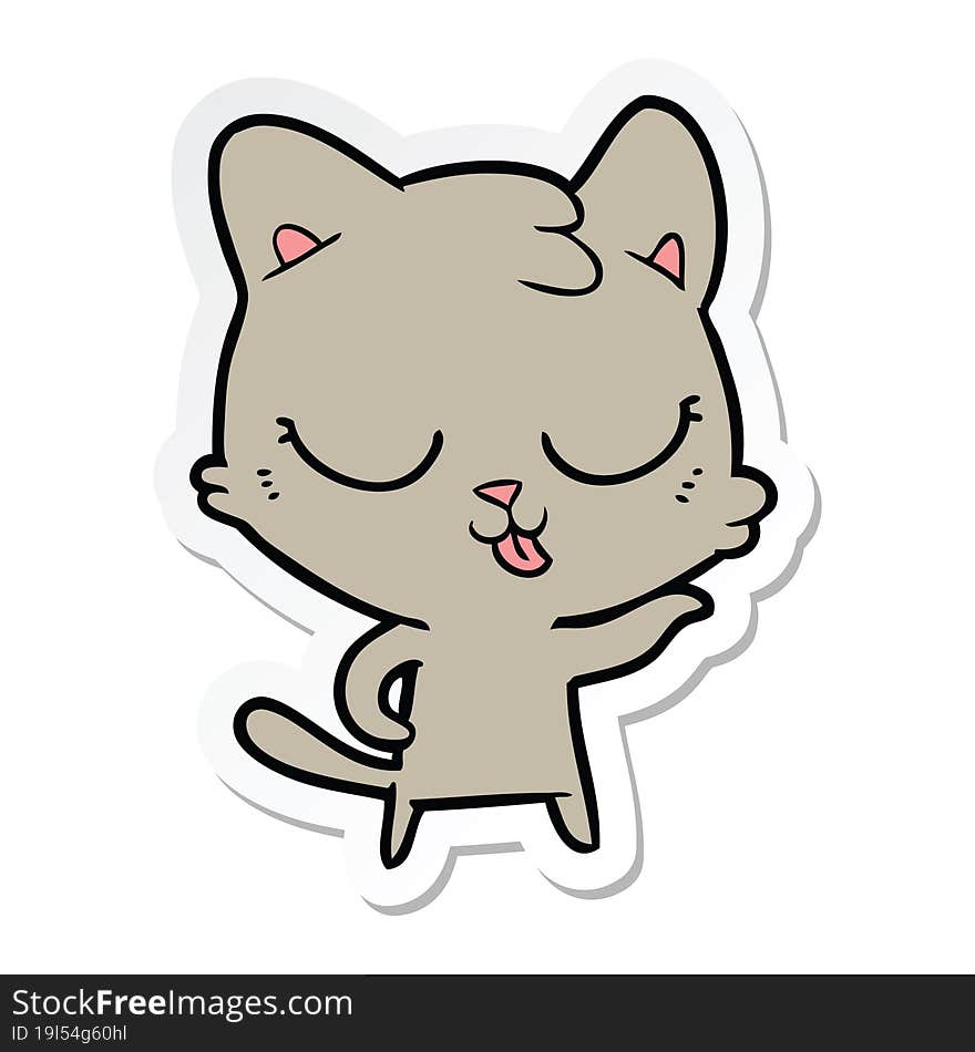 sticker of a happy cartoon cat