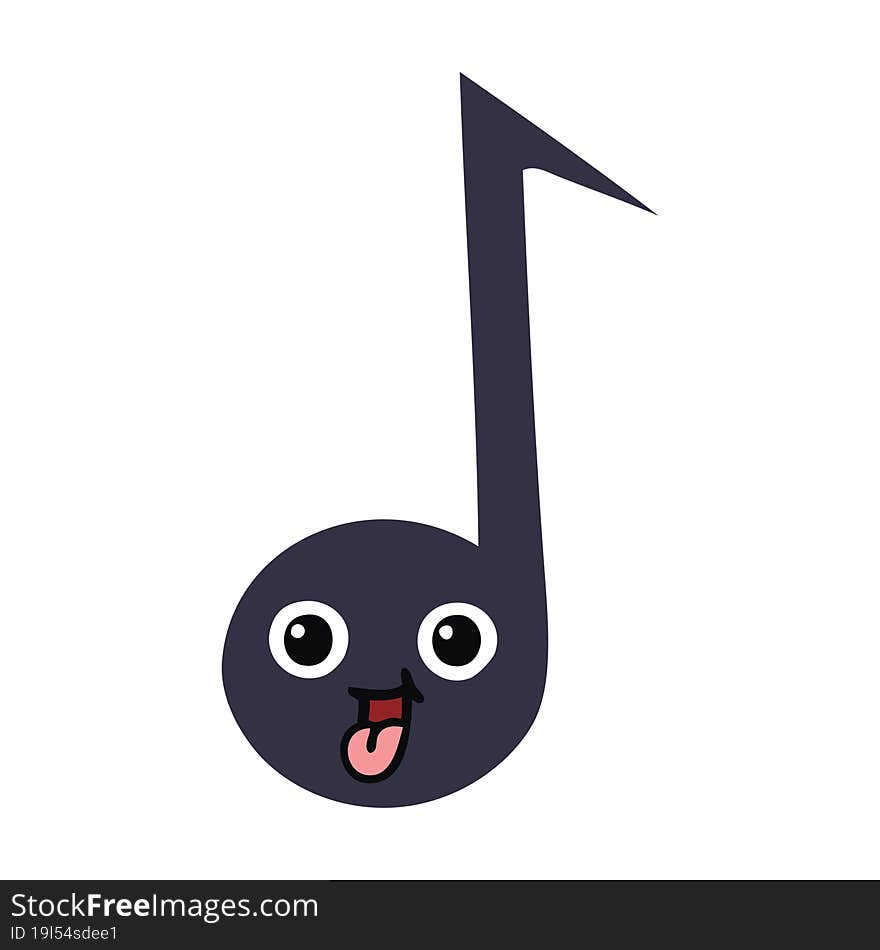 flat color retro cartoon of a musical note