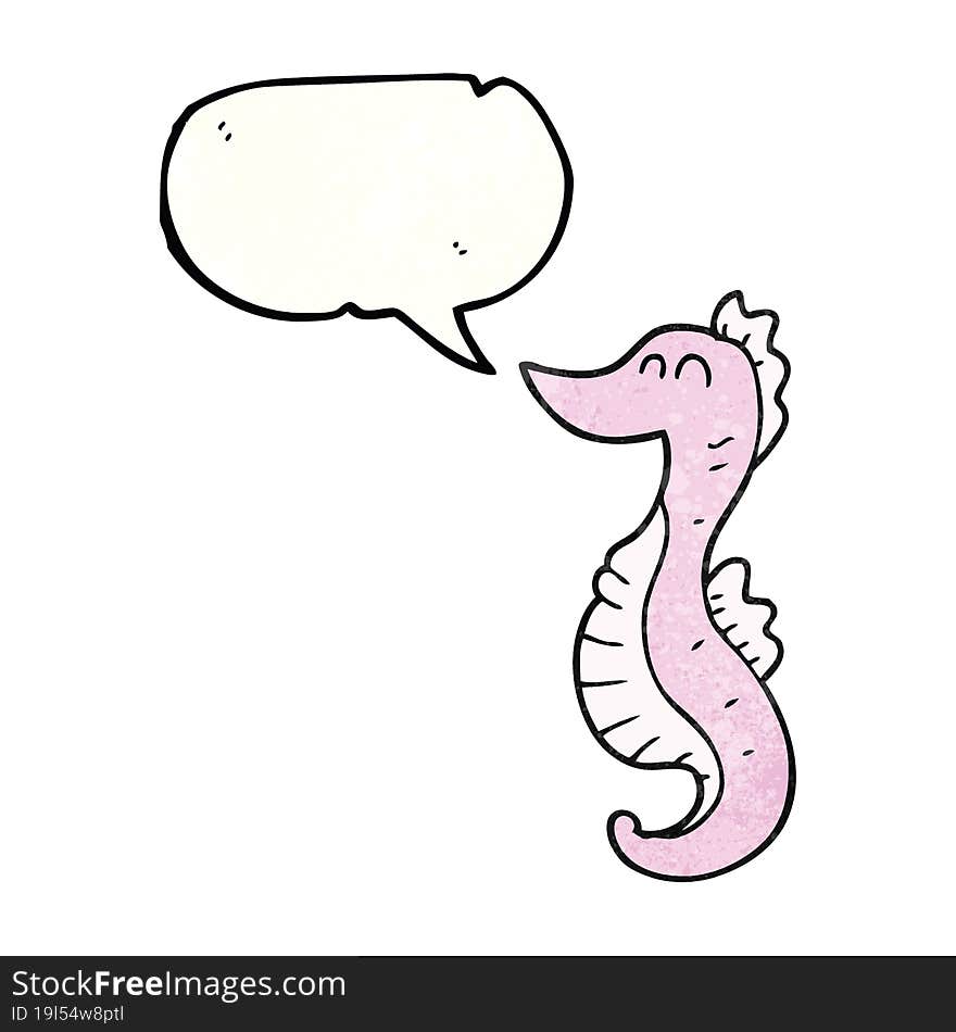 speech bubble textured cartoon seahorse