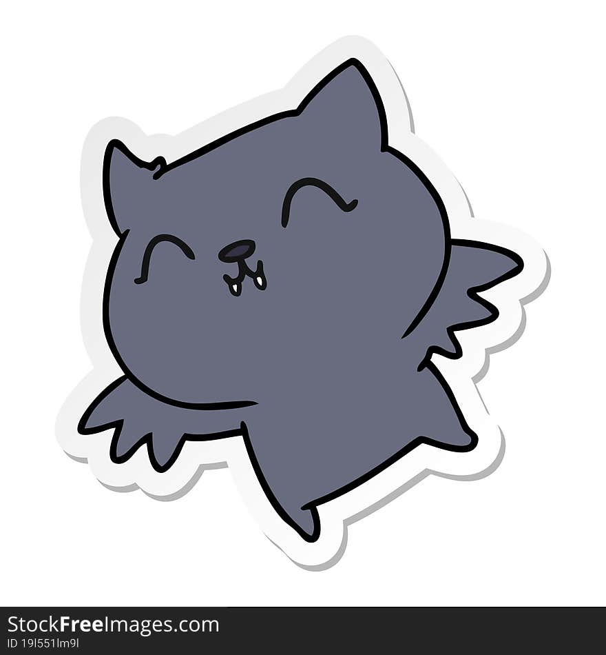 Sticker Cartoon Of Cute Kawaii Bat