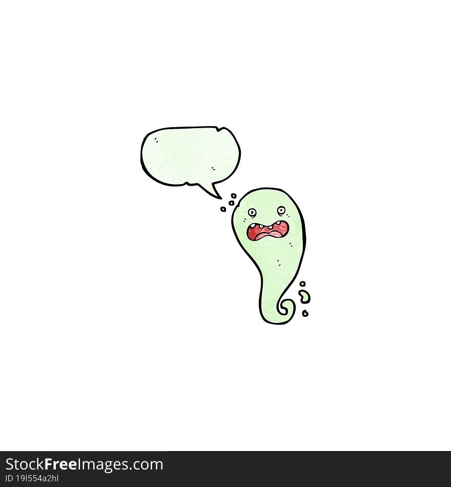 cartoon spooky ghost with speech bubble