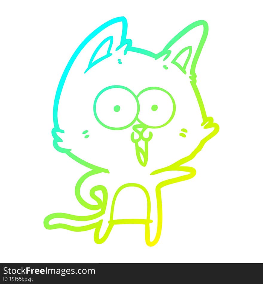 cold gradient line drawing funny cartoon cat