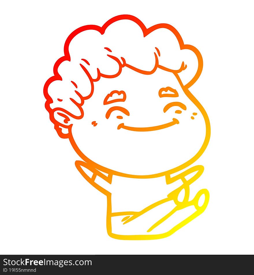 warm gradient line drawing cartoon friendly man