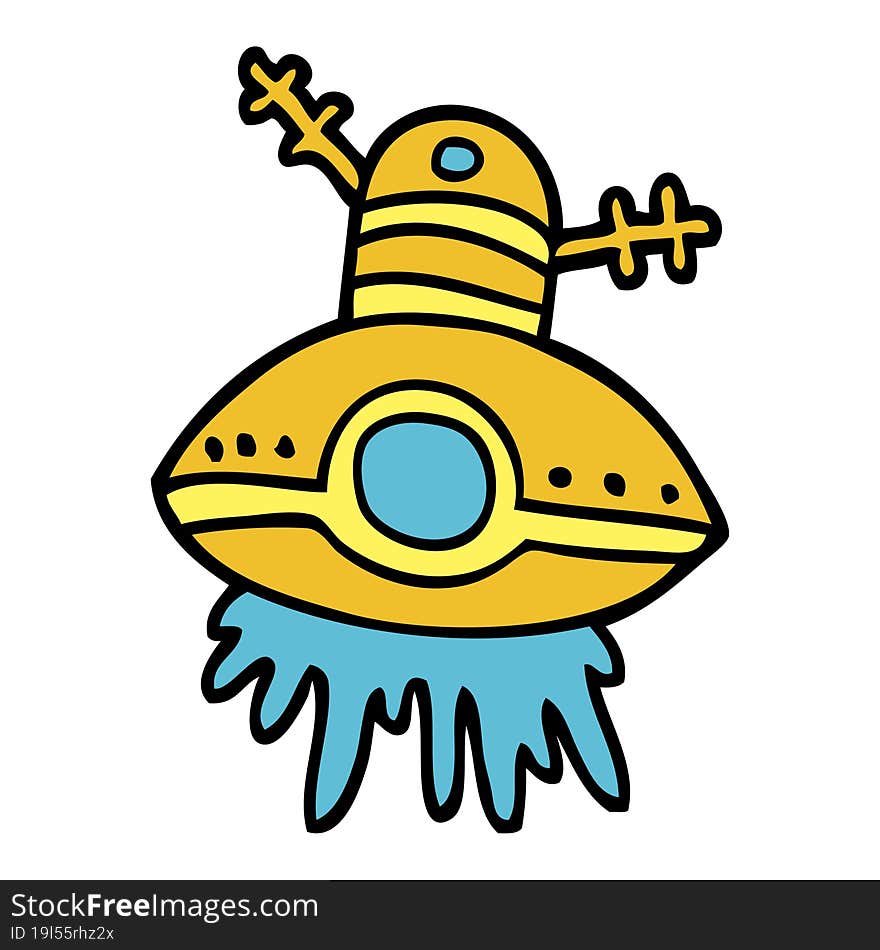 cartoon doodle alien spaceship