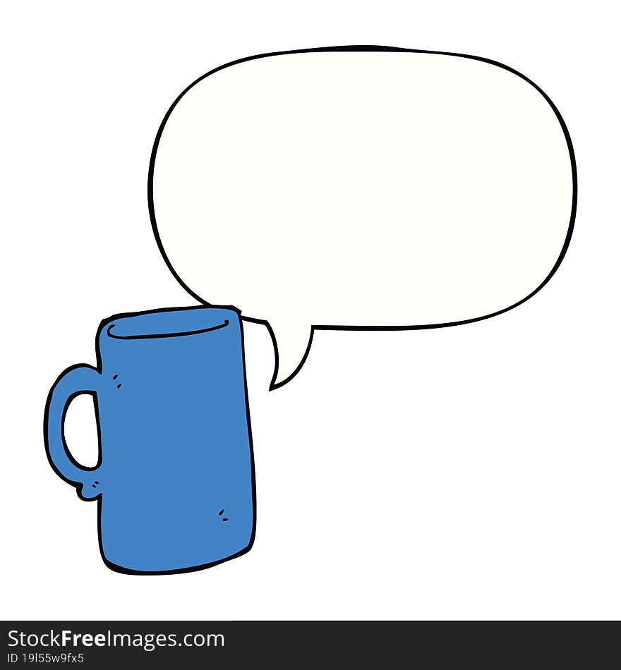 cartoon mug with speech bubble. cartoon mug with speech bubble