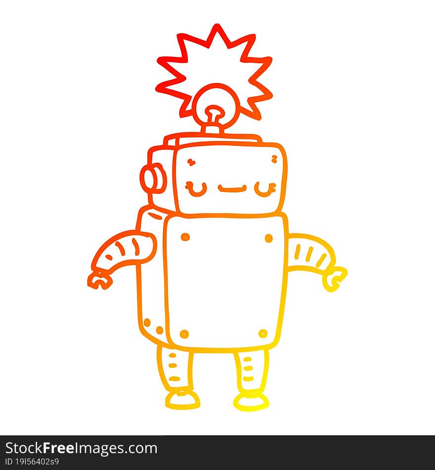 warm gradient line drawing of a cartoon robot