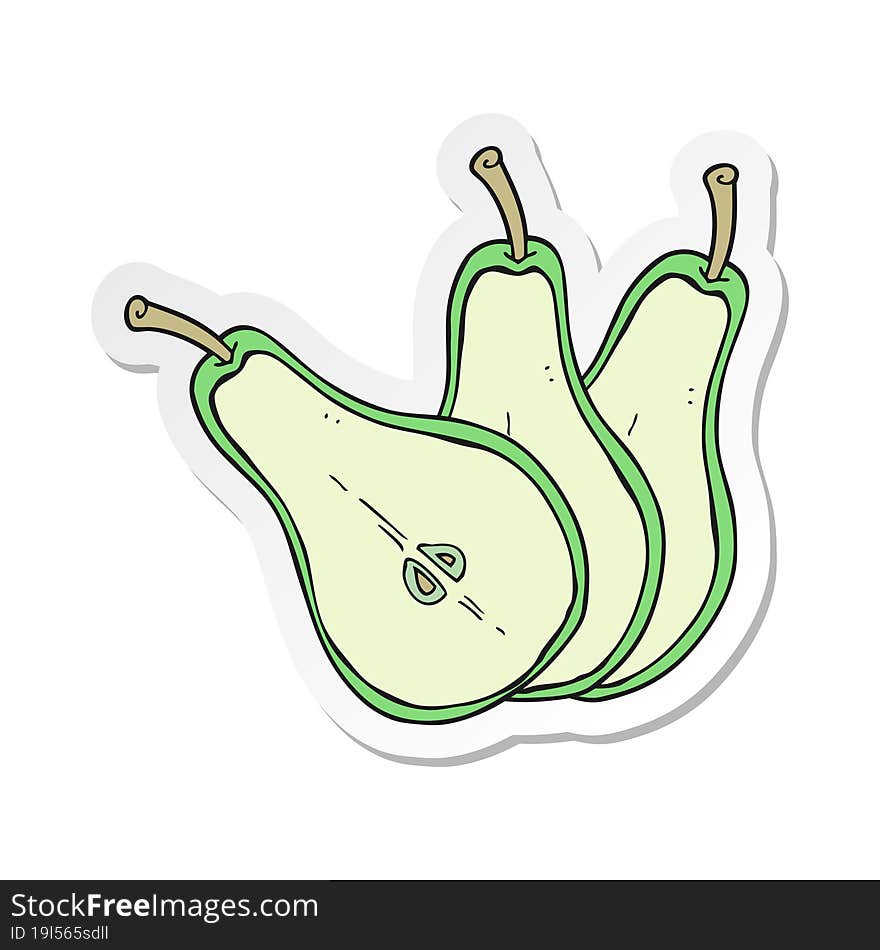 sticker of a cartoon sliced pear