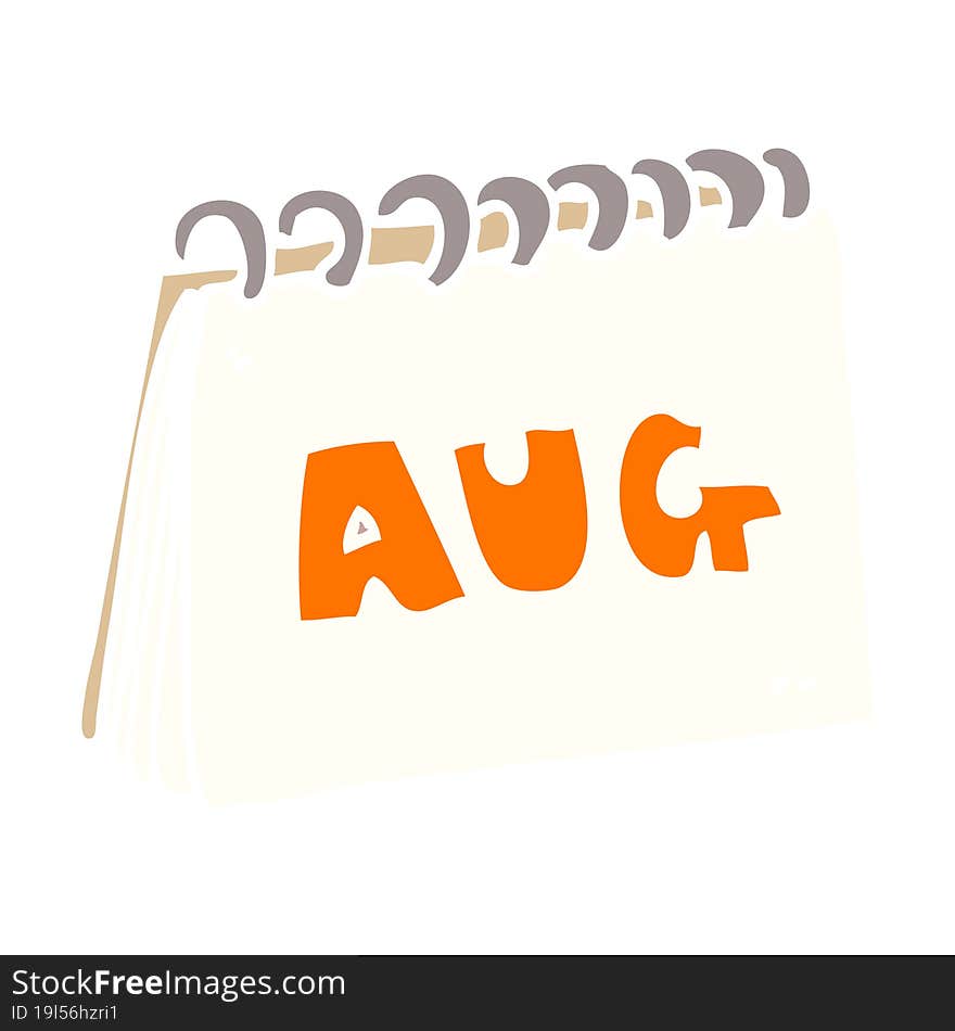 cartoon doodle calendar showing month of august