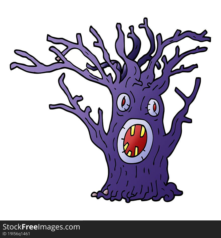 cartoon doodle spooky tree