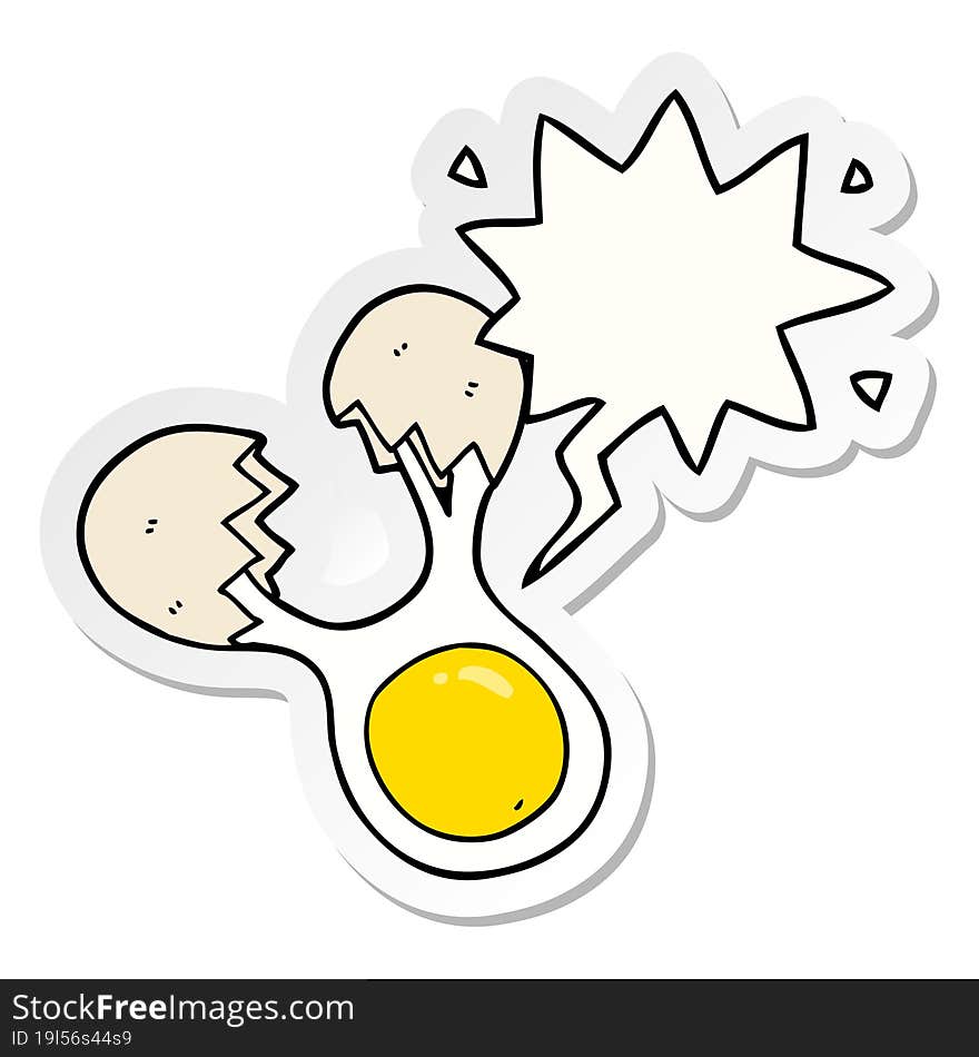 Cartoon Cracked Egg And Speech Bubble Sticker