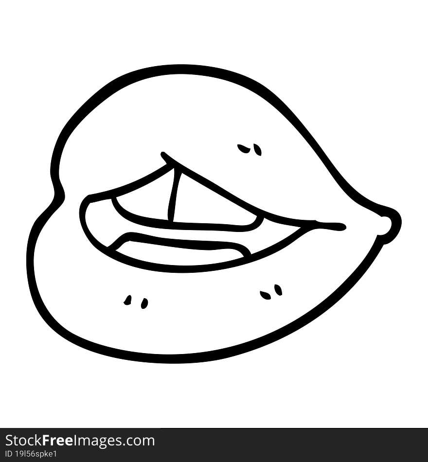 line drawing cartoon purple lips