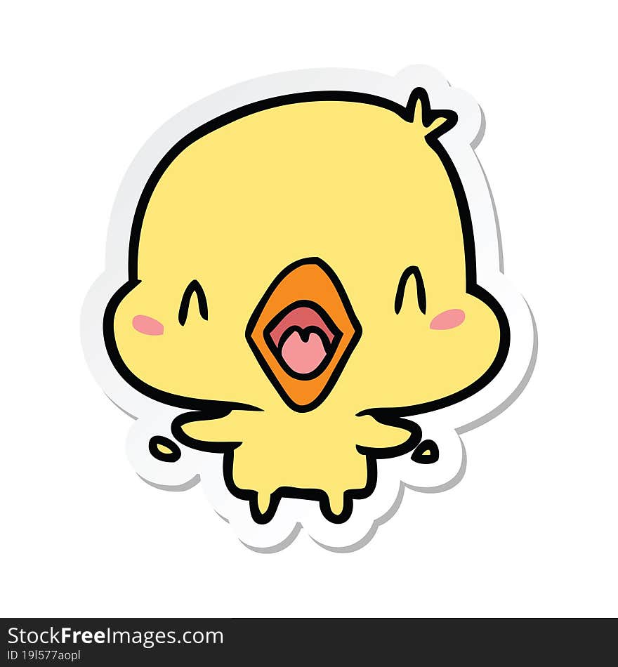 sticker of a cartoon happy bird