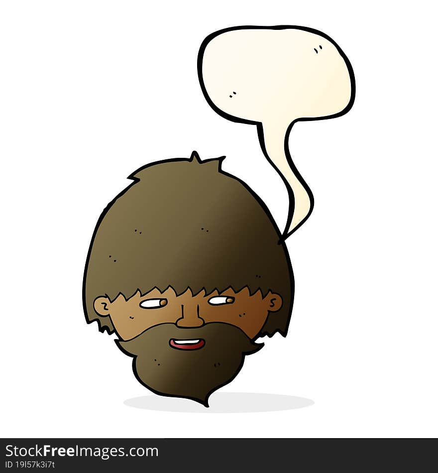 cartoon bearded man with speech bubble