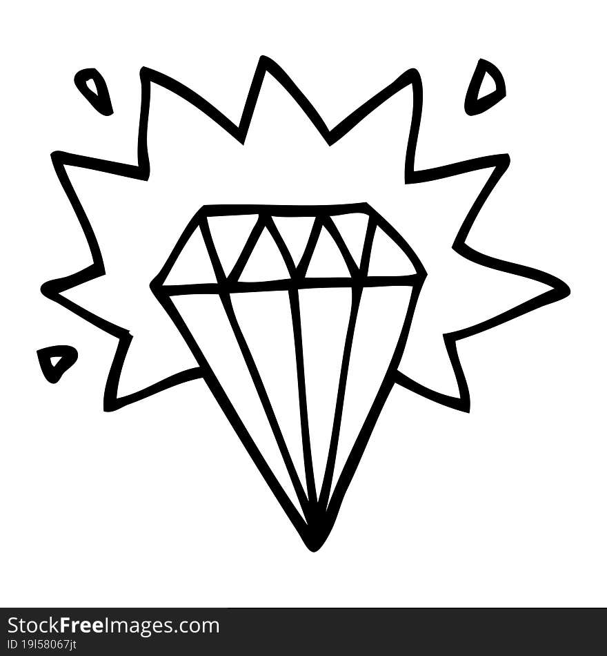 line drawing cartoon tattoo diamond