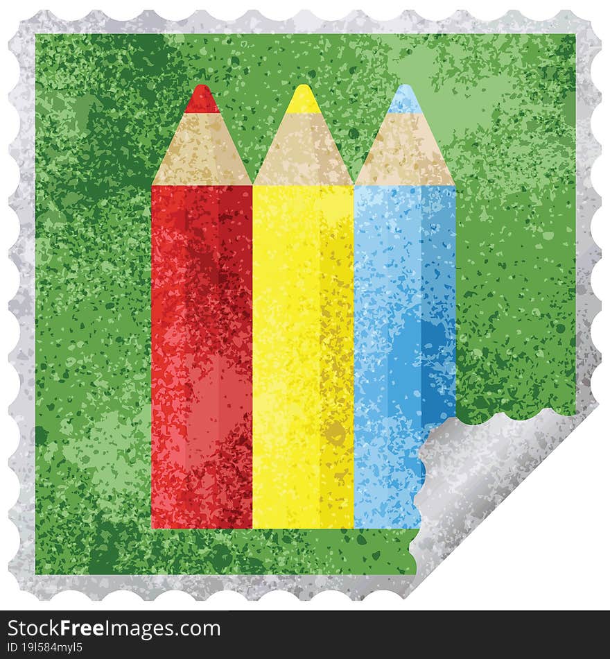 color pencils graphic vector illustration square sticker stamp