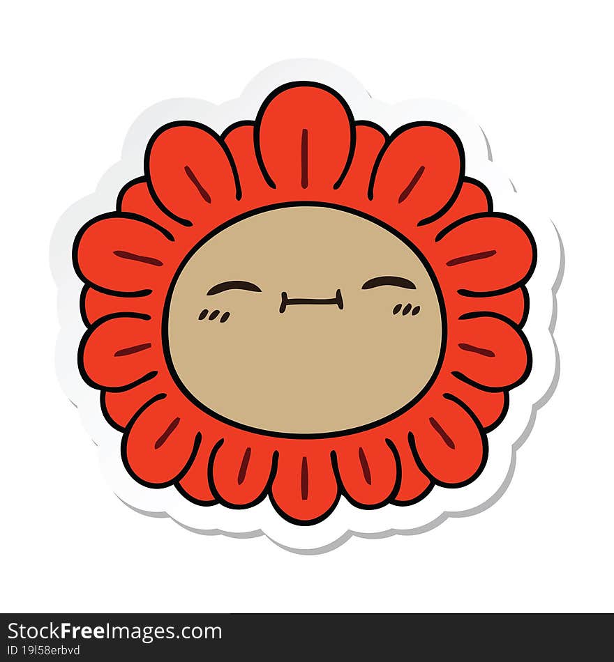 sticker of a quirky hand drawn cartoon flower