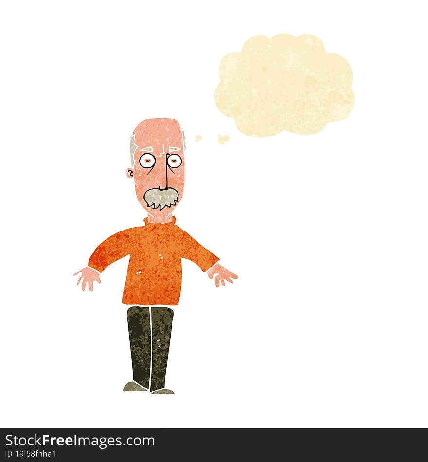 Cartoon Annoyed Old Man With Thought Bubble