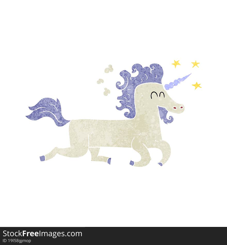 retro cartoon unicorn