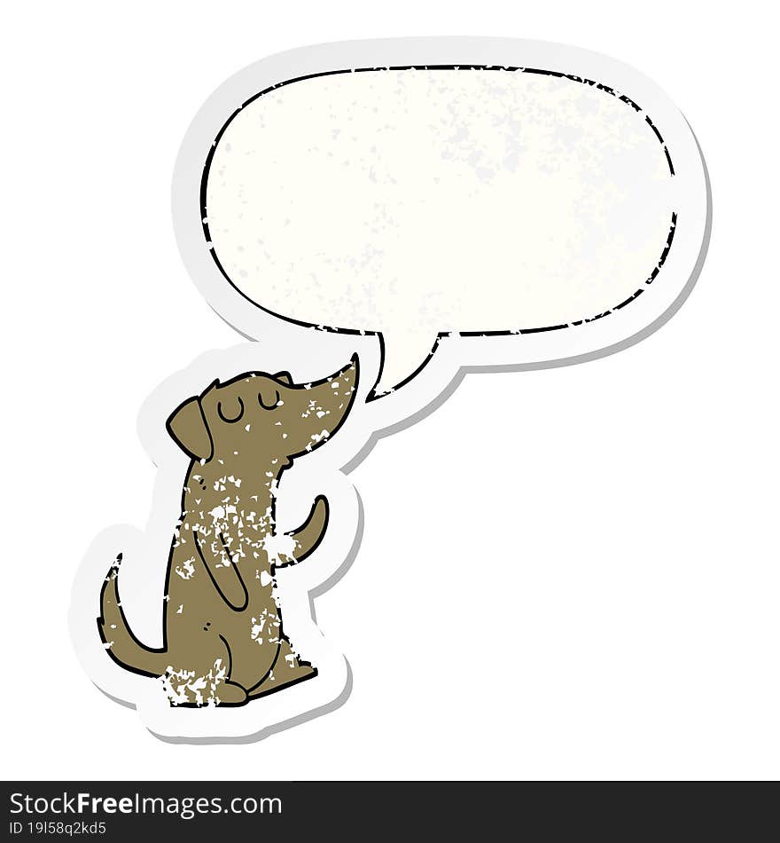 cartoon dog and speech bubble distressed sticker