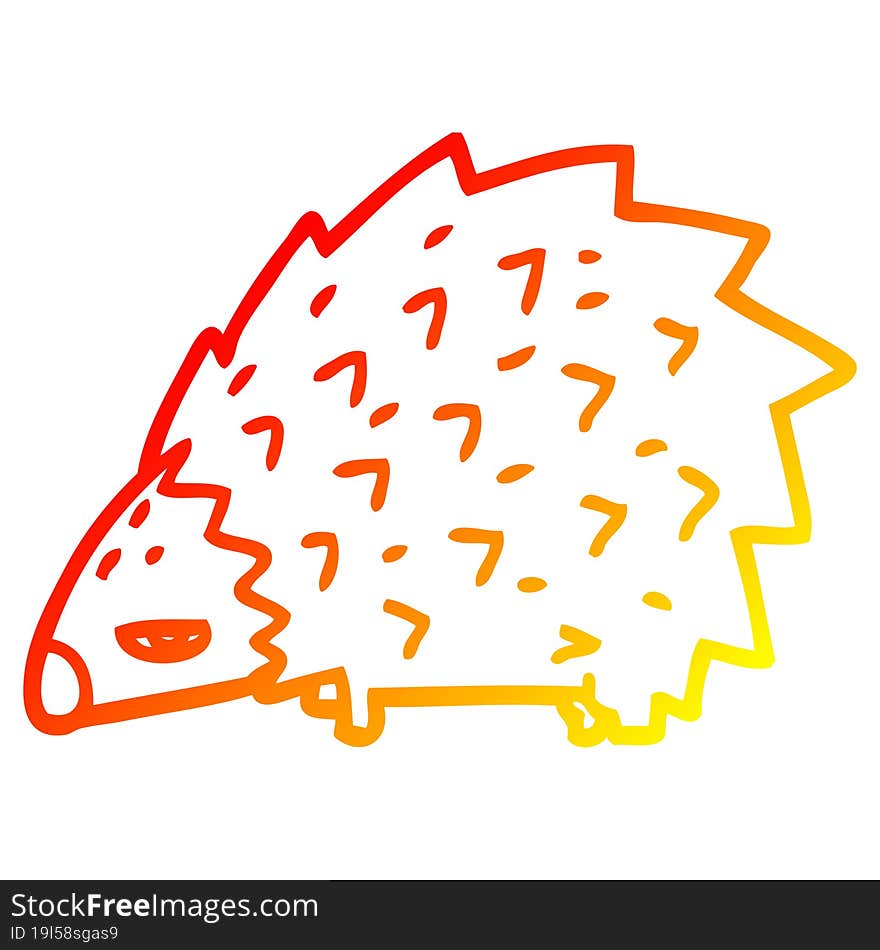 Warm Gradient Line Drawing Cartoon Angry Hedgehog