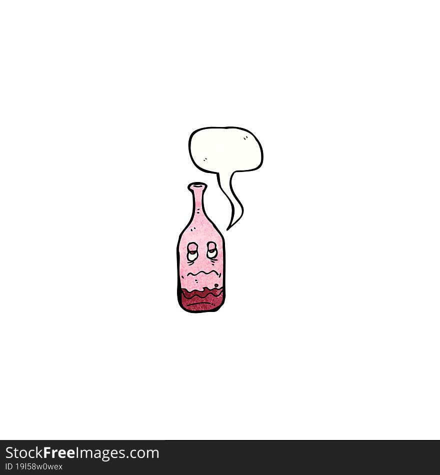 cartoon half empty wine bottle with face