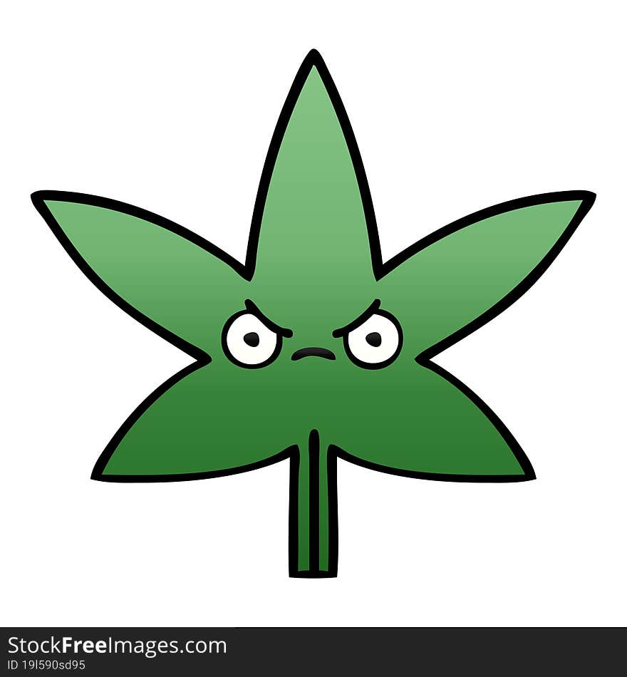 Gradient Shaded Cartoon Marijuana Leaf