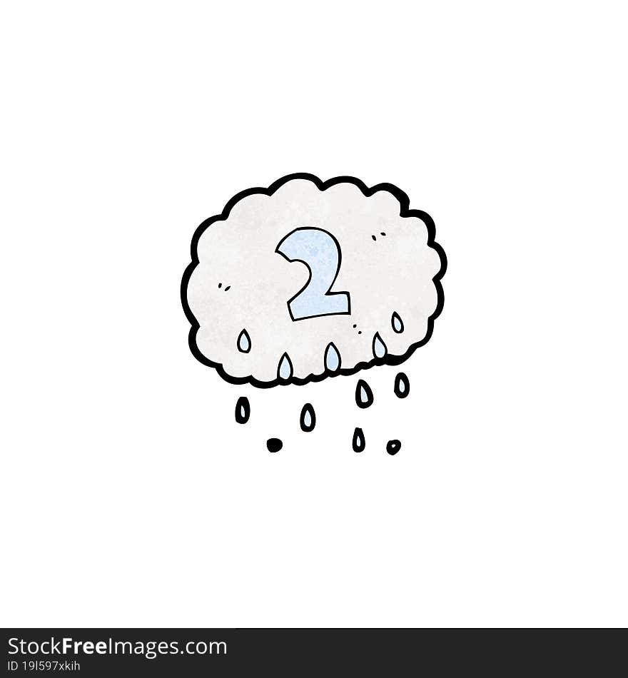 cartoon raincloud with number two