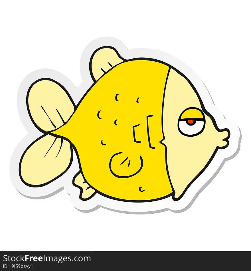 sticker of a cartoon funny fish