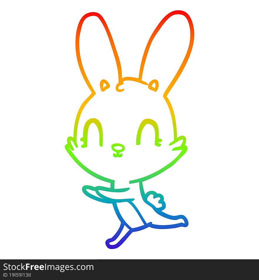 Rainbow Gradient Line Drawing Cute Cartoon Rabbit