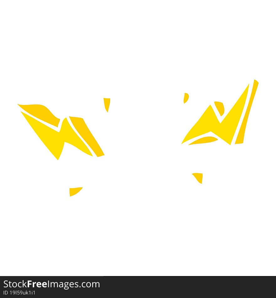 flat color illustration of a cartoon decorative doodle lightning bolts