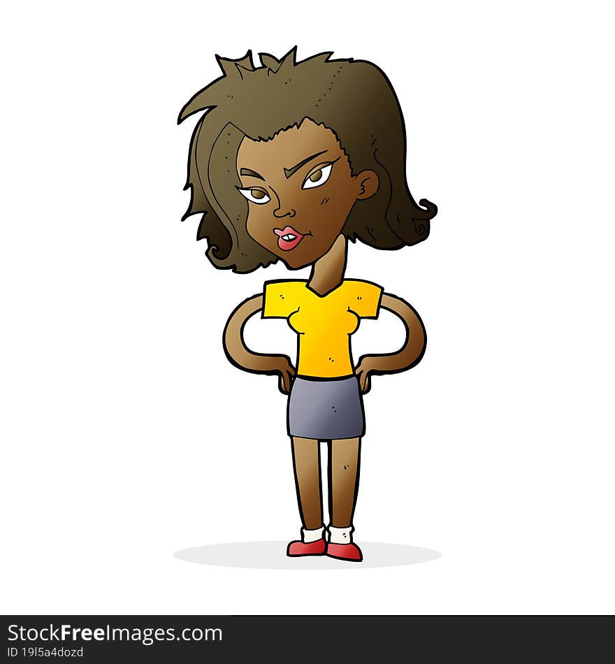 cartoon woman with hands on hips