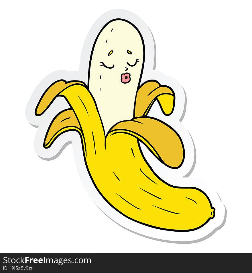 sticker of a cartoon best quality organic banana